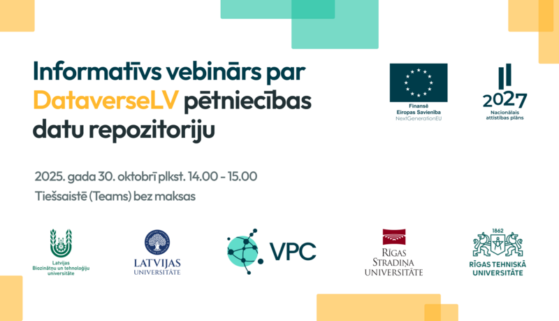 Informatīvs vebinārs par DataverseLV pētniecības datu repozitoriju