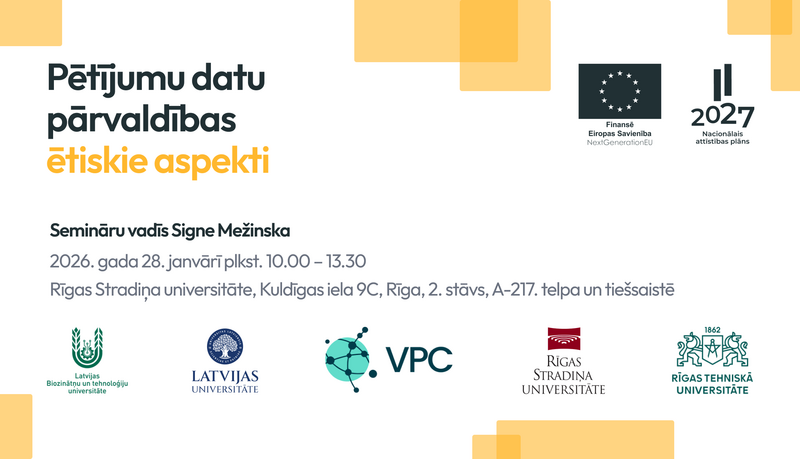 Notiks seminārs “Pētījumu datu pārvaldības ētiskie aspekti”